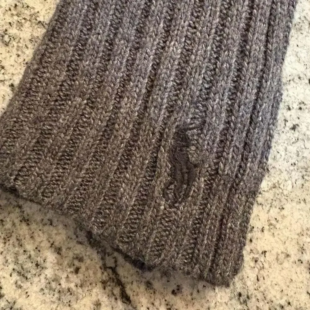 Polo Ralph Lauren Ribbed Lambswool Blend Scarf Charcoal Gray